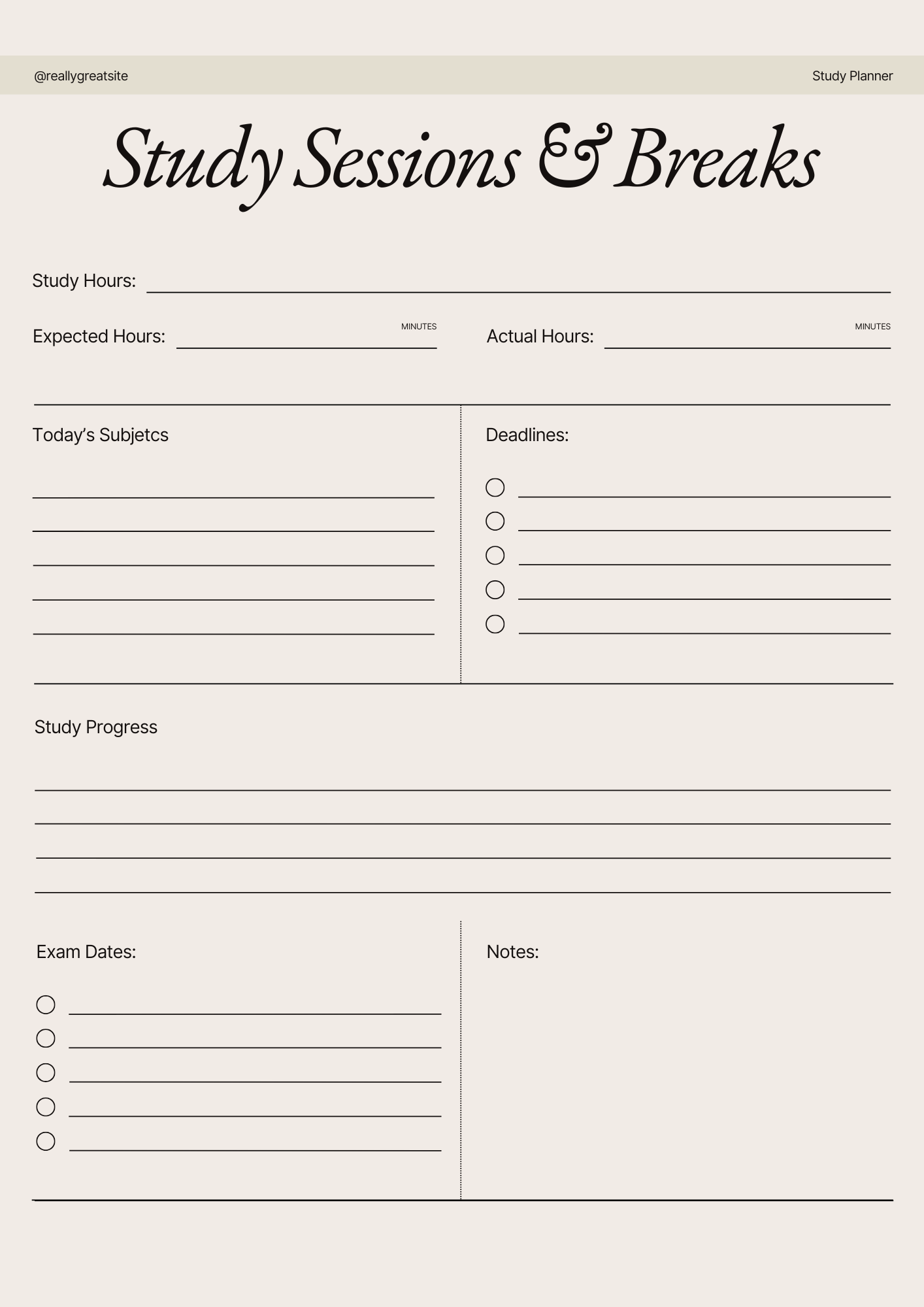 Study Sessions & Breaks