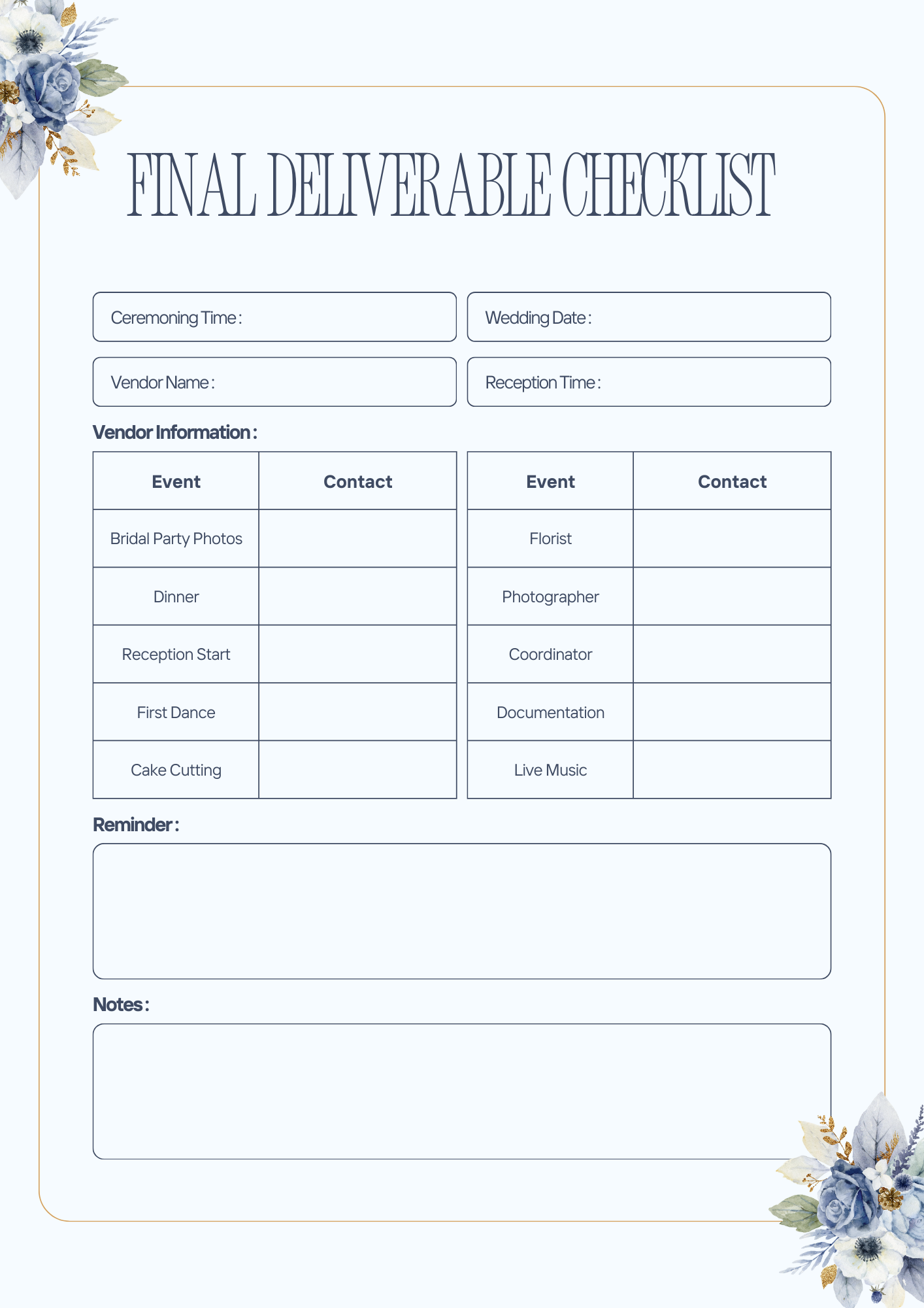 Final Deliverable Checklist