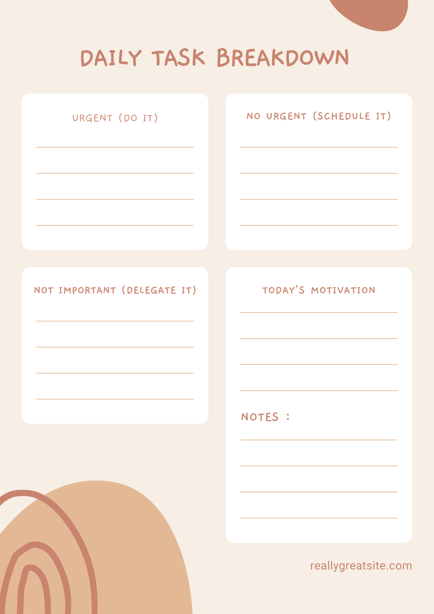 Daily Task Breakdown