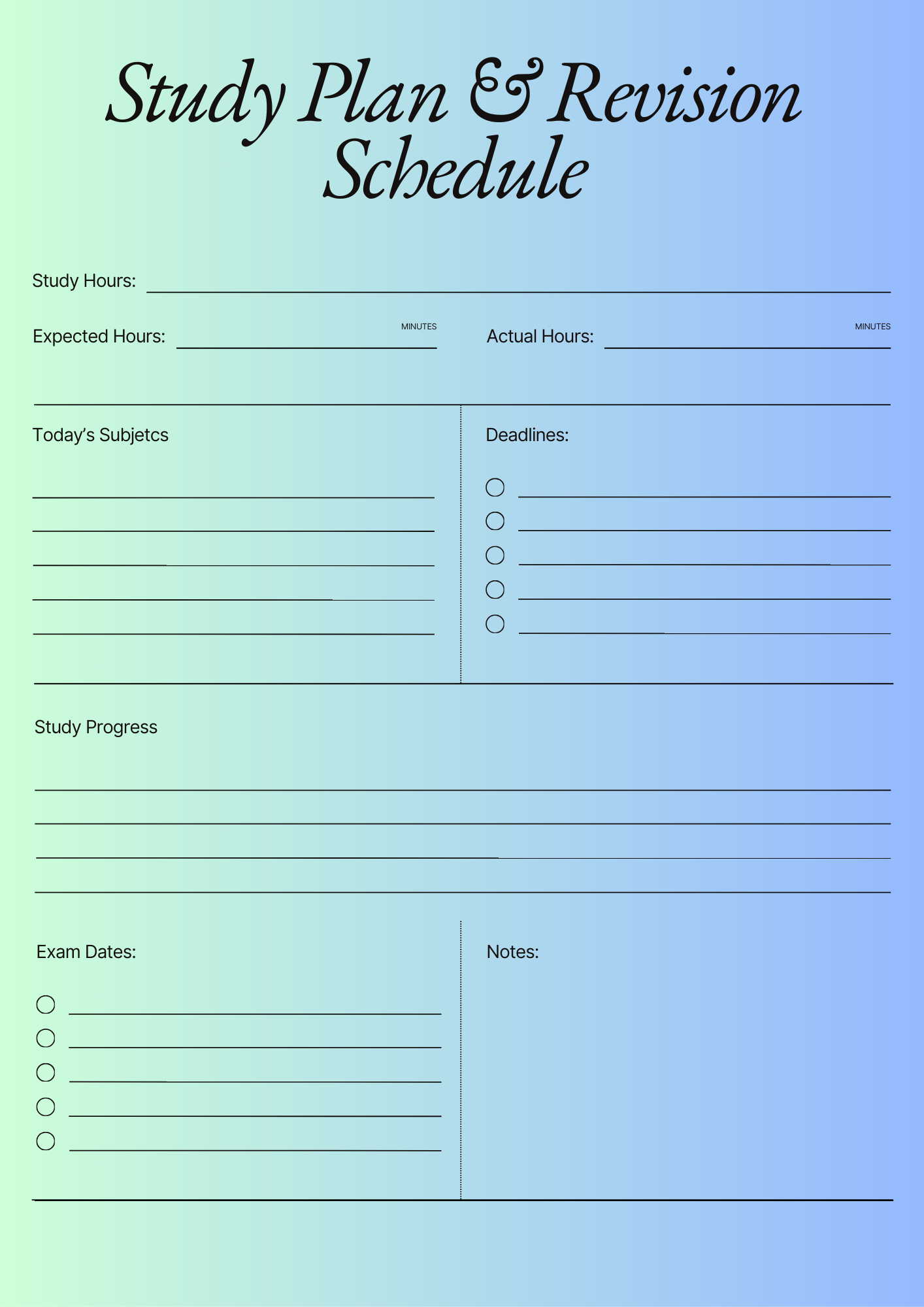 Study Plan & Revision Schedule